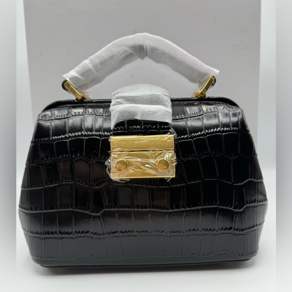 New in the Box BRANDON BLACKWOOD Black Croc ELIZABETH DOCTOR BAG - Picture 2 of 11